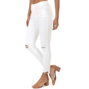 Mother Denim - Stunner Zip Ankle Step Fray - White